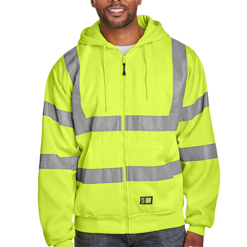 Men's Berne Hi-Vis Class 3 Lined Hooded Sweatshirt Thumbnail